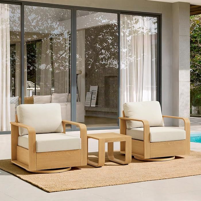 CHITA 3 Pieces Patio Furniture Set, Outdoor Aluminum Bistro Set with Swivel Chairs & 6.3in Thick ... | Amazon (US)