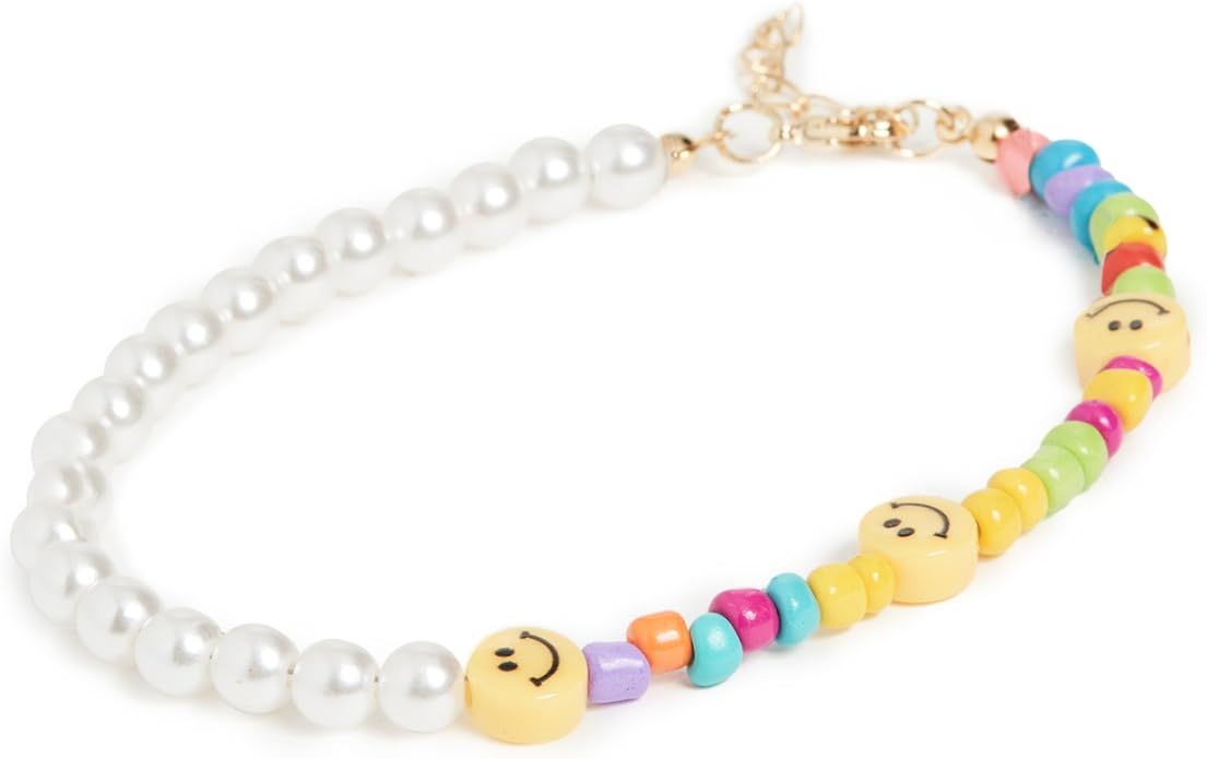 Adina's Jewels Women's Smiley Face X Pearl Anklet | Amazon (US)