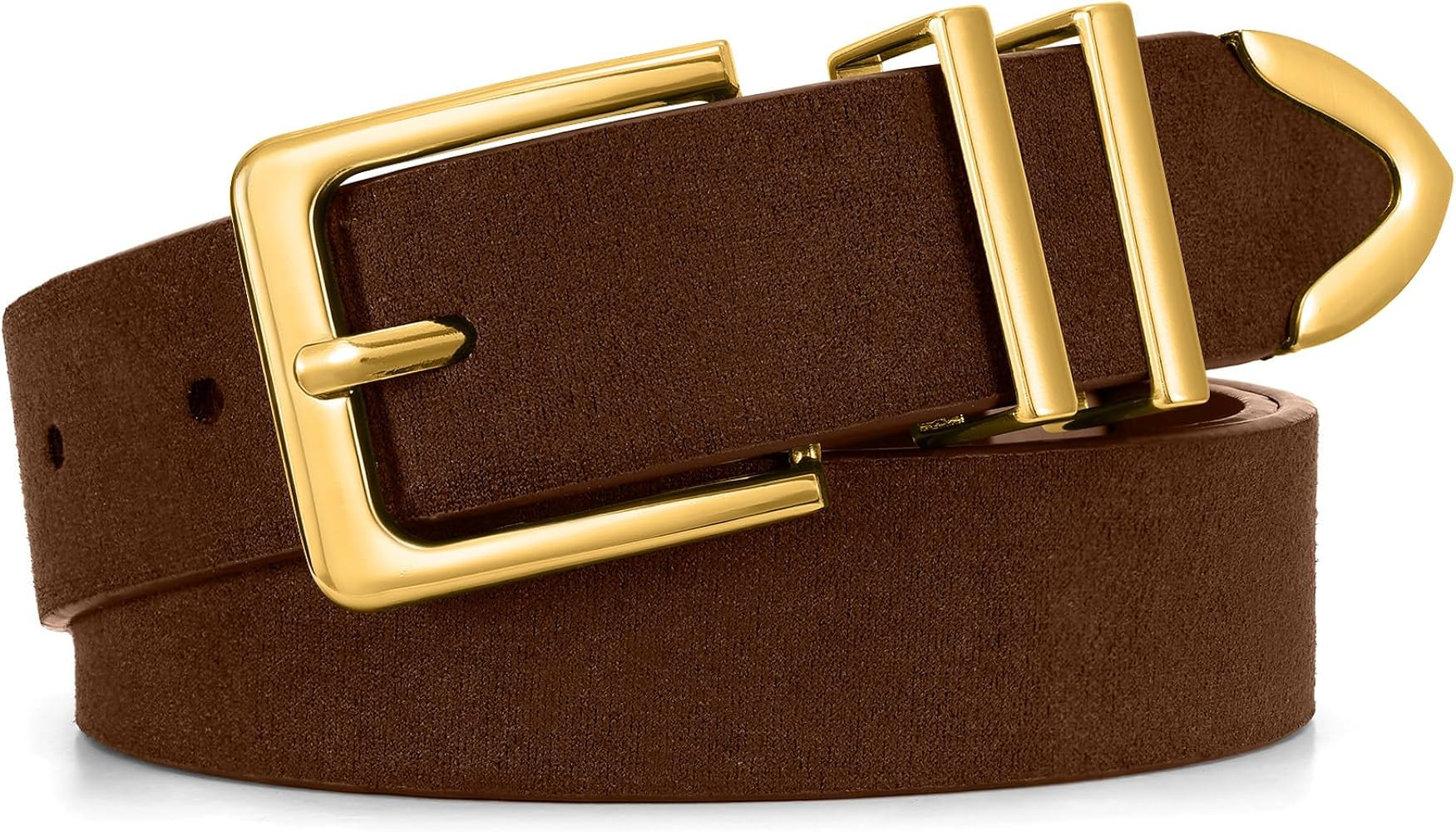 WHIPPY Women Suede Belt with Gold Buckle Fashion Ladies Casual Waist Belt for Jeans Pants | Amazon (US)