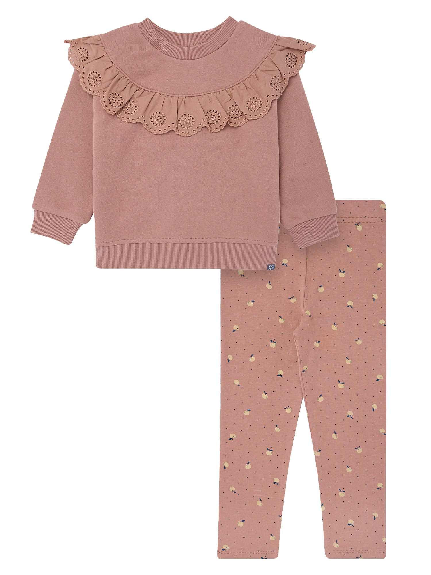 Modern Moments by Gerber Toddler Girl Eyelet Ruffle Sweatshirt Tunic and Legging Set, Sizes 12M-5... | Walmart (US)