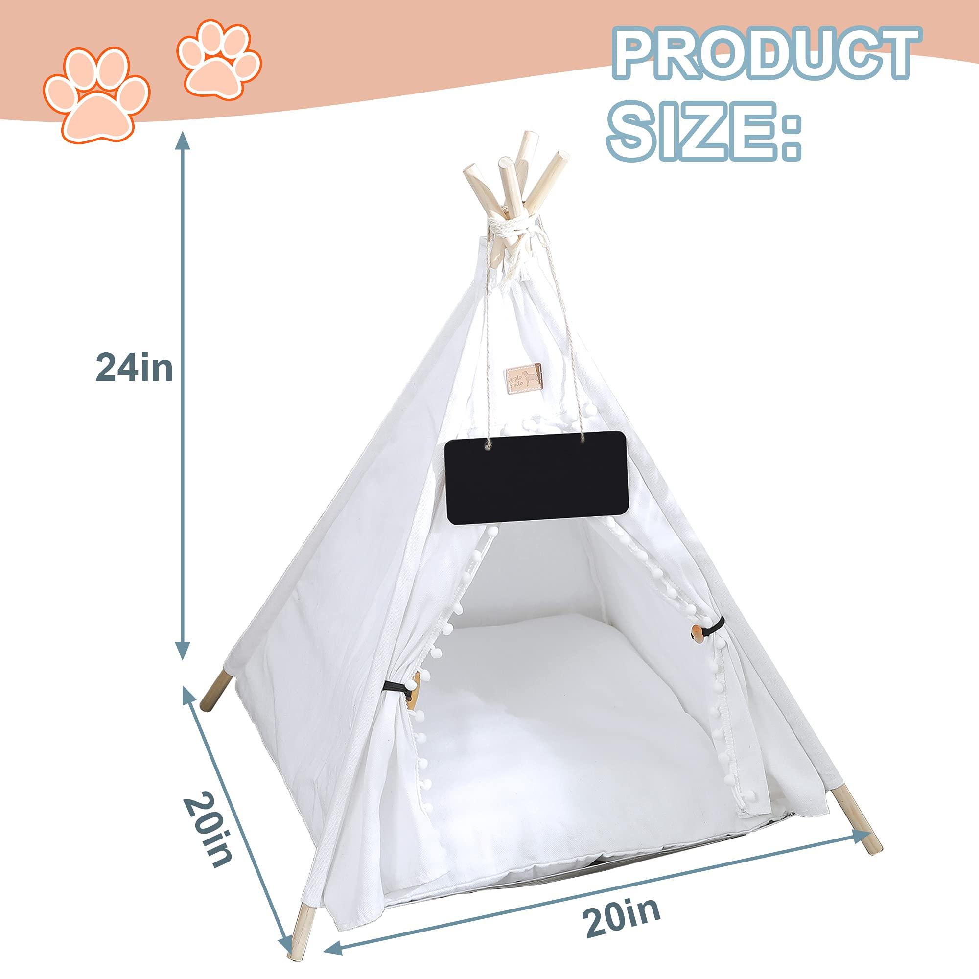Pet Teepee, Portable Pet Tents for Small Dogs or Cats, Puppy Sweet Bed Washable Dog or Cat Houses... | Amazon (US)