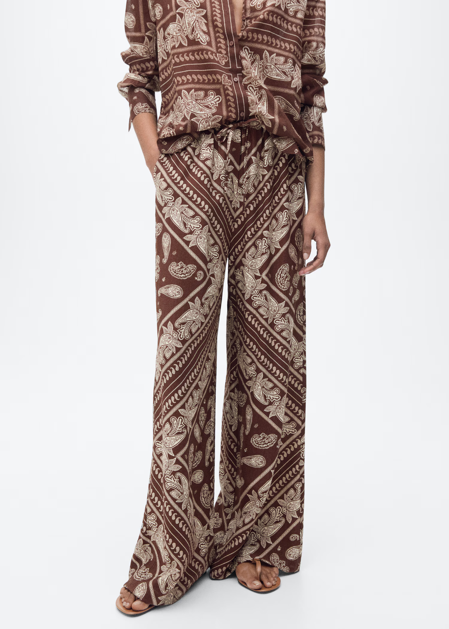 Wideleg paisley pants - Women | MANGO USA | Mango (US/MX/AU)