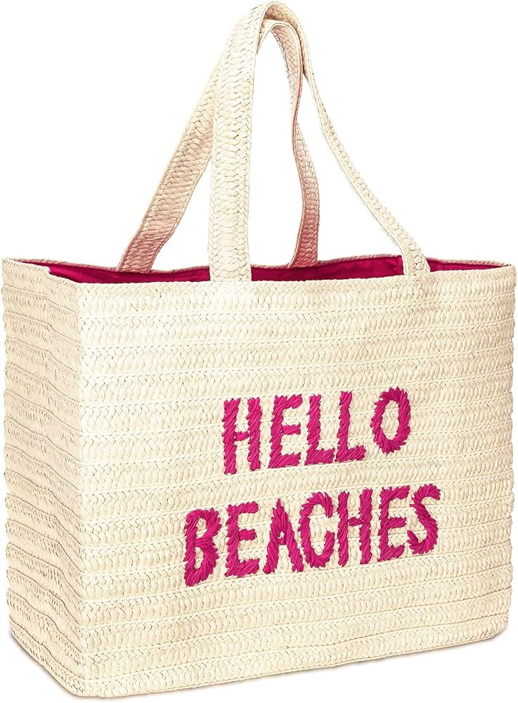 A Packable Beach Bag | The Straw Beach Tote Bag of 2023 | Beach Bags for Women Vacation | Large B... | Amazon (US)