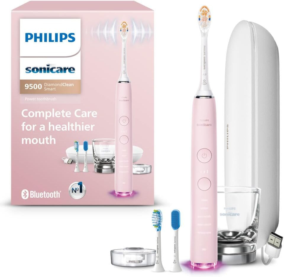 Philips Sonicare DiamondClean 9500 Electric Toothbrush 3 Brush Heads, Pink | Amazon (US)