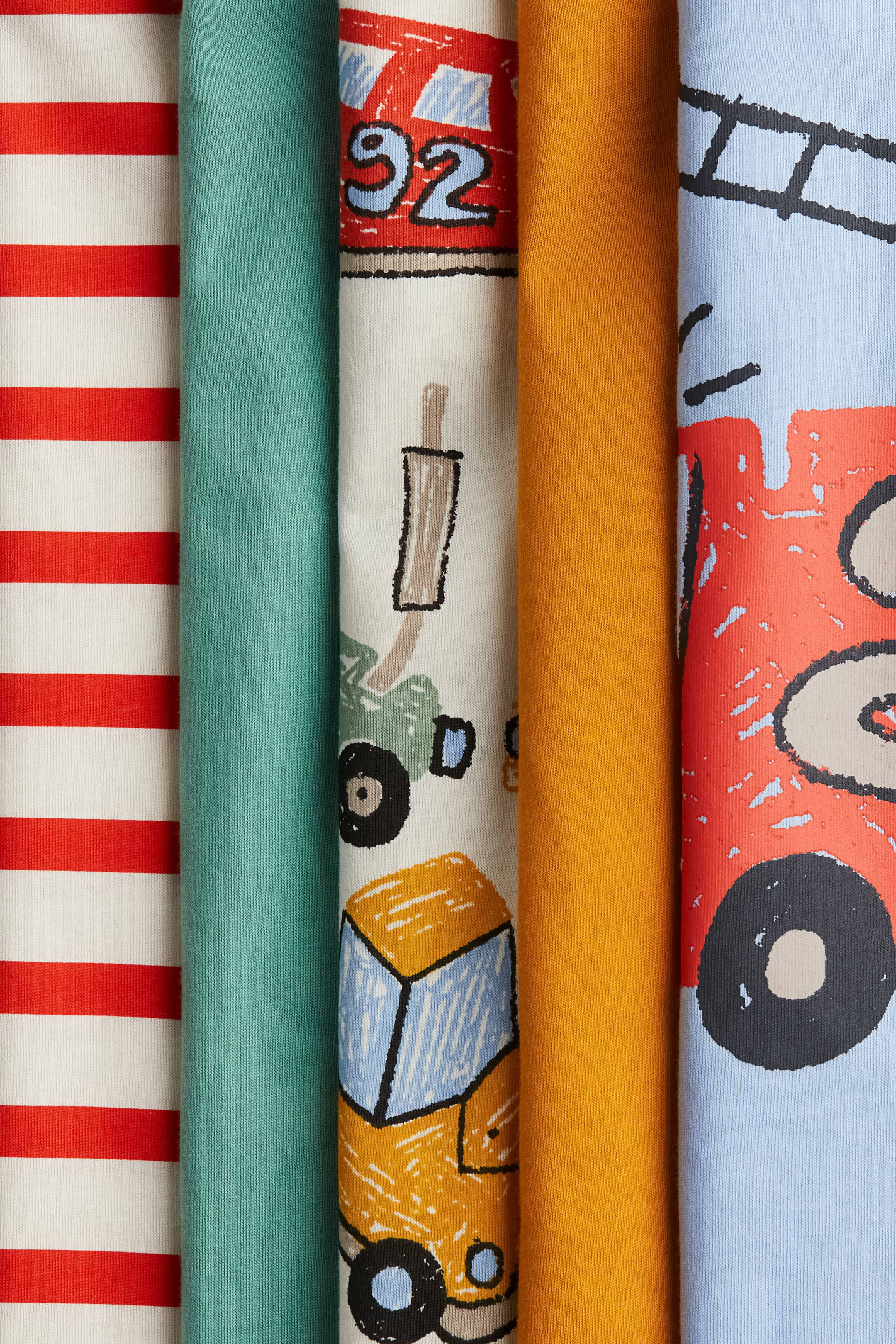 5-pack Long-sleeved T-shirts - Light blue/vehicles - Kids | H&M US | H&M (US + CA)