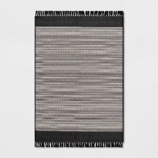 Outdoor Rug Striped Fringe Black - Project 62™ | Target