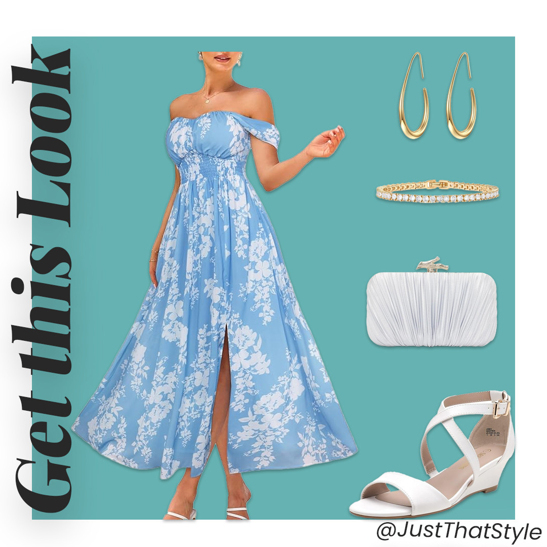 Gorgeous wedding guest style—without breaking the bank! ✨💙 This stunning dress + accessories are all under $50! Shop the full look now on my LTK. #LTKfashion #WeddingGuestStyle #Budget #WeddingGuest 

 #LTKFindsUnder50 #LTKStyleTip #LTKWedding