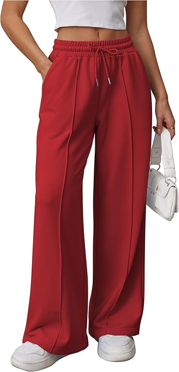 ATHMILE Womens Wide Leg Sweatpants High Waisted Baggy Pants Fashion Teen Girl Drawstring Athletic... | Amazon (US)