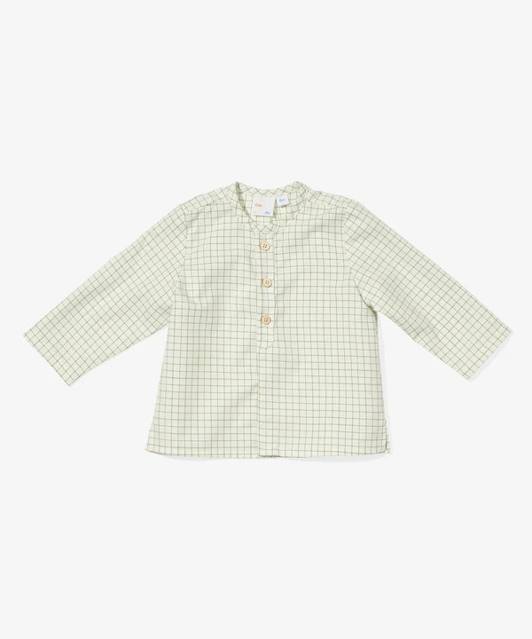 Lupo Baby Shirt, Green Tattersall | Oso & Me