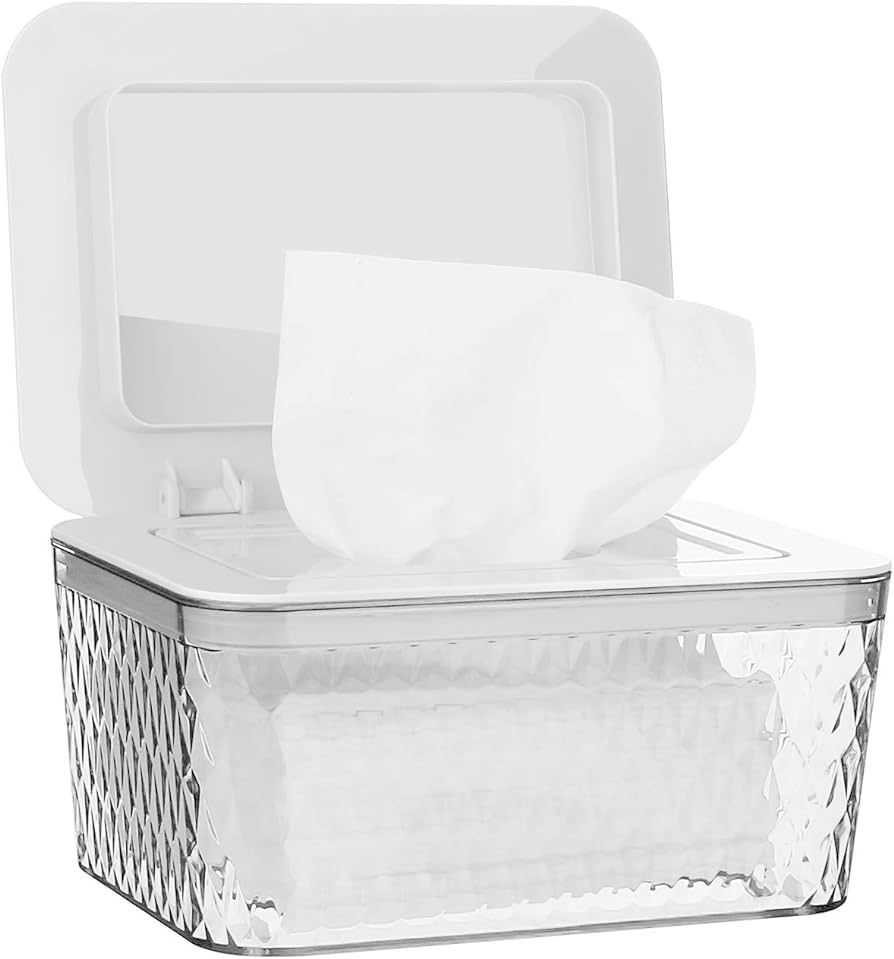 Wipes Holders, Dustproof Large Capacity Wipes Dispenser Box Case with Lid Keep Diaper Wipes Fresh... | Amazon (US)