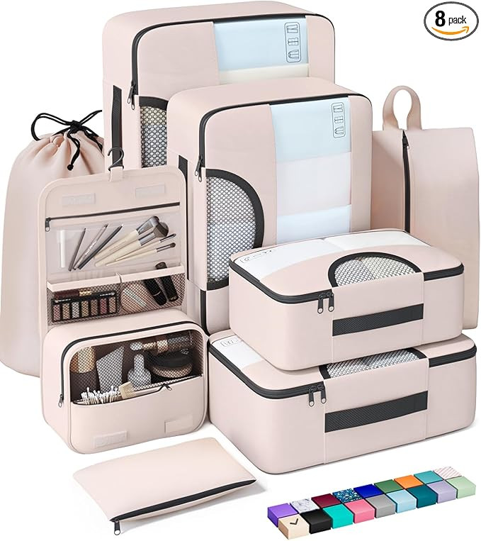Veken 8 Set Packing Cubes for Travel, Gifts for Women Mom, Suitcase Organizer Bags for Luggage wi... | Amazon (US)