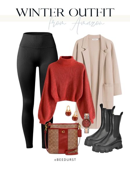 Winter outfit from Amazon, Valentine’s Day outfit from Amazon, red sweater, Valentine’s Day sweater, winter coat, coach crossbody, purse, black boots, ankle boots

#LTKfindsunder50 #LTKstyletip #LTKSeasonal