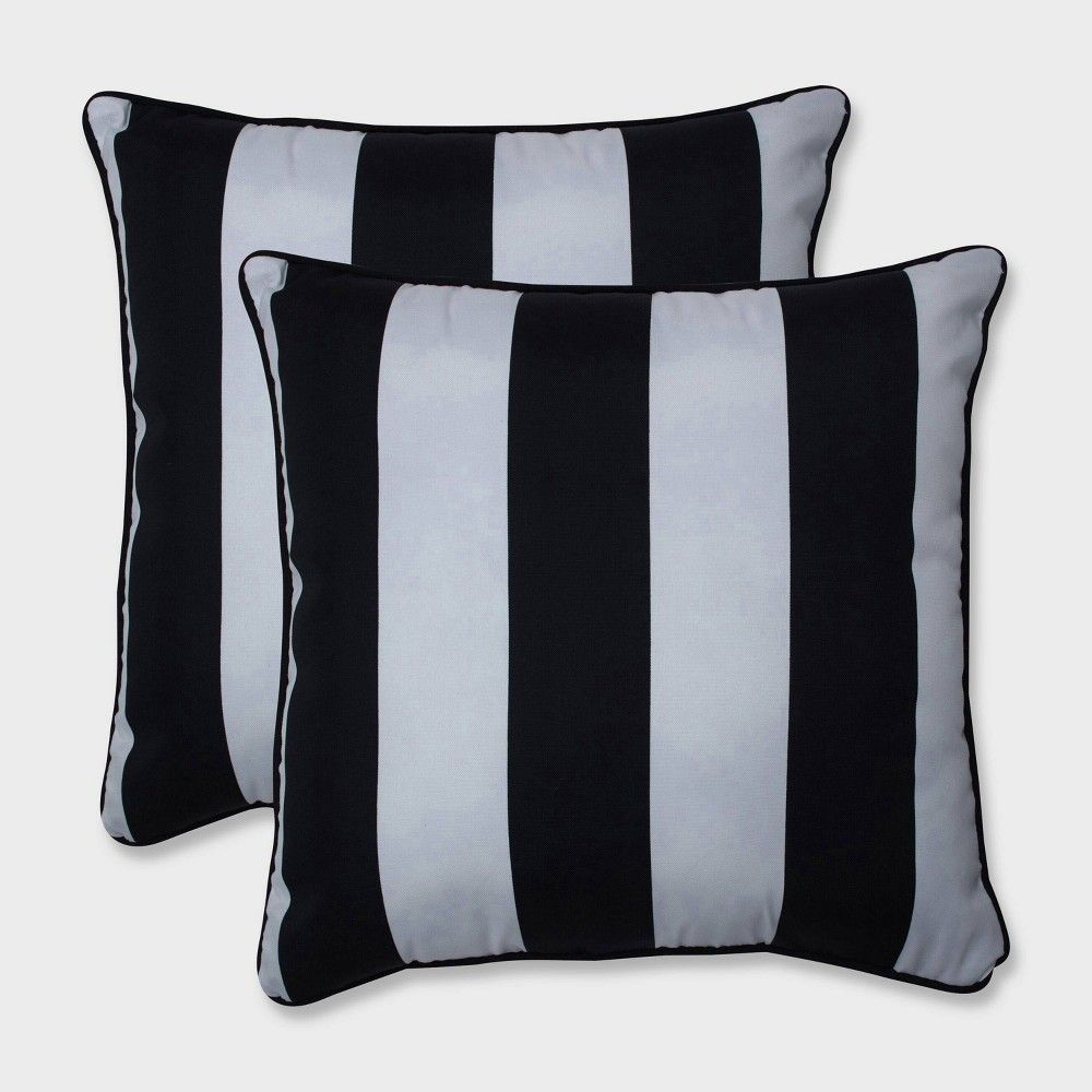 18.5"" 2pk Cabana Stripe Throw Pillows Black - Pillow Perfect | Target