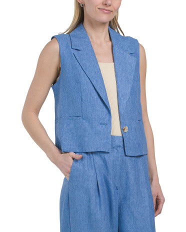 Crop Vest With Welt Pockets | TJ Maxx