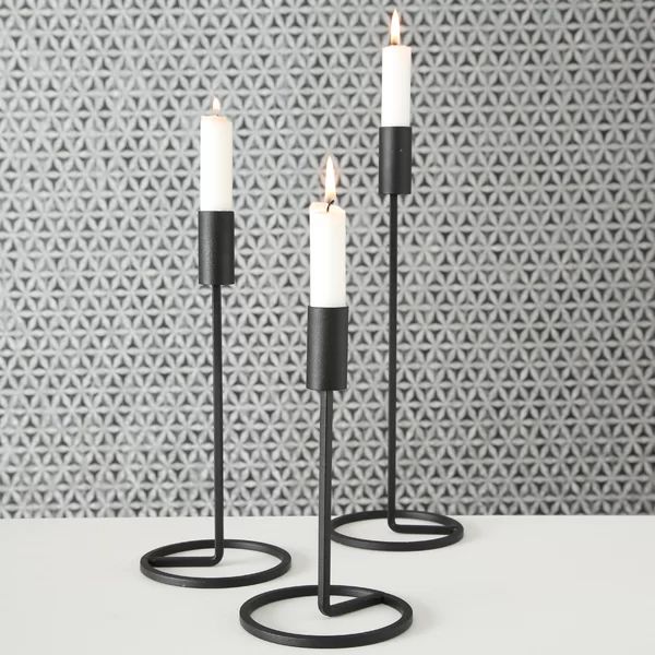 3 Piece Cylinder Top Metal Candlestick Set | Wayfair North America