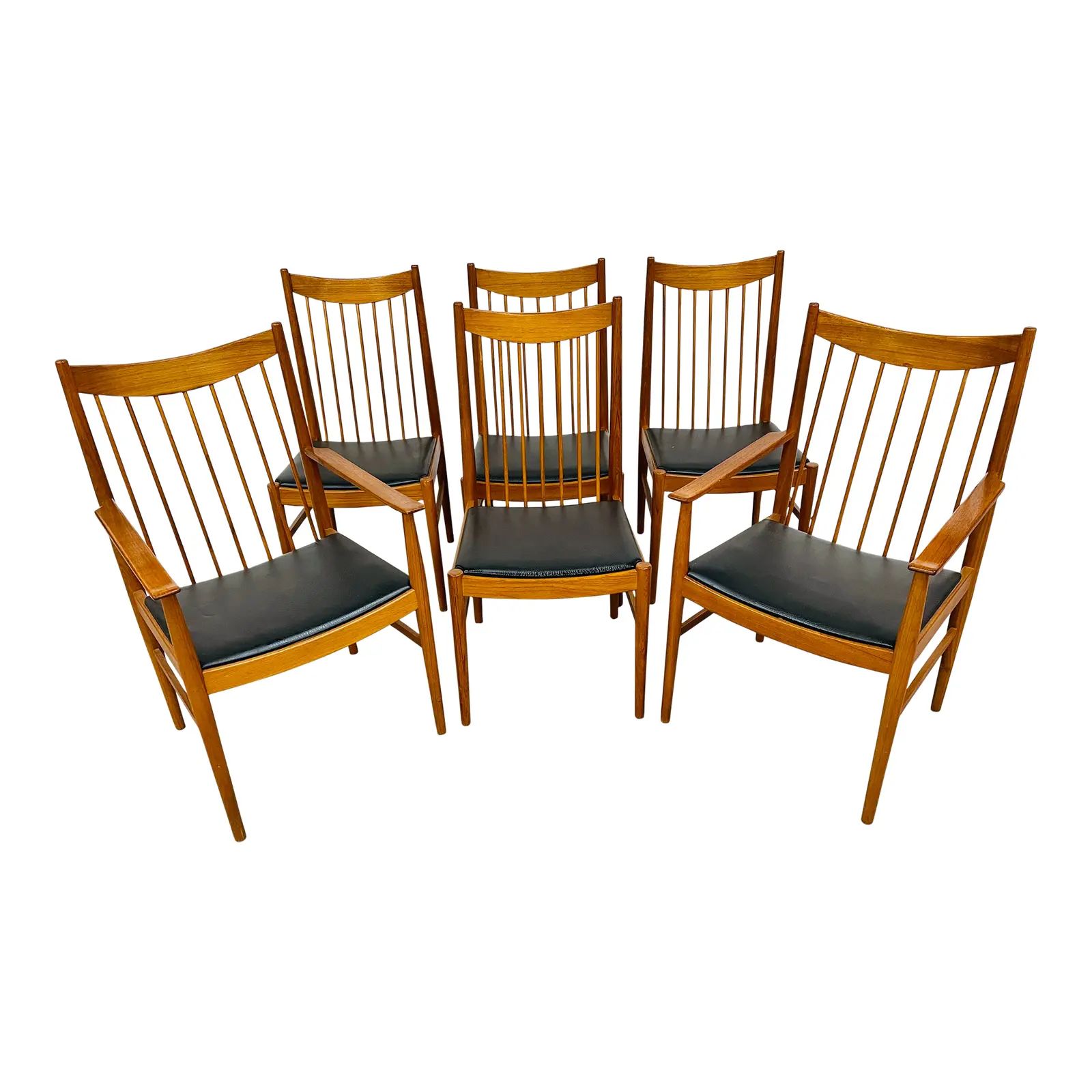 Mid-Century Danish Modern Teak Spindle Dining Chairs | Chairish