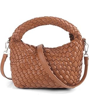 Women Woven Tote Small Crossbody Bag, Weave Quilted Purse Square Shoulder Bag Woven Handbag with ... | Amazon (US)