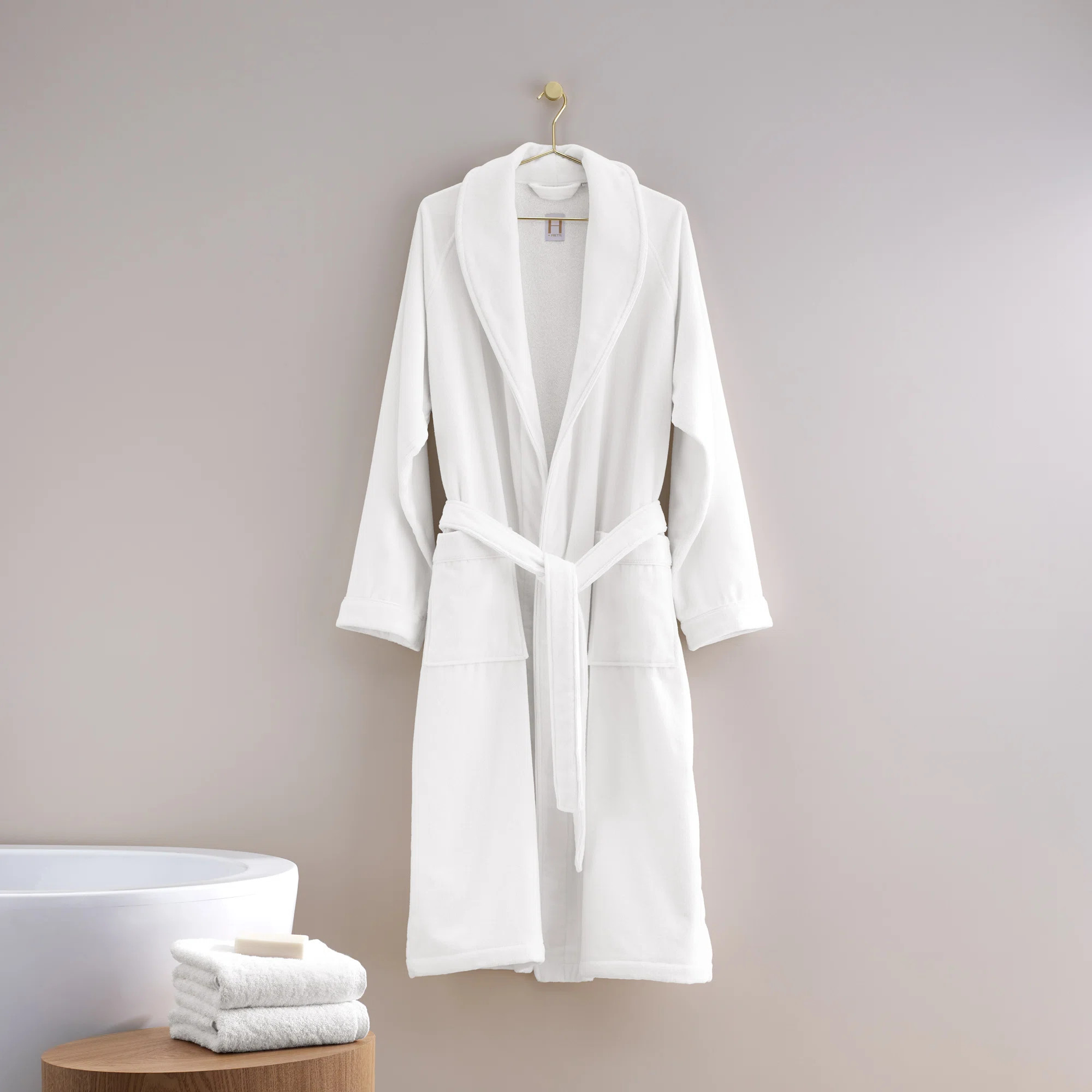 Shawl Collar Bathrobe with Piping | Perigold