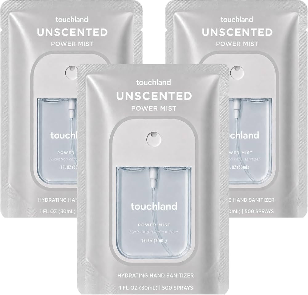 Touchland Unscented Hydrating Hand Sanitizer Spray, 3 Pack Travel Size | Amazon (US)