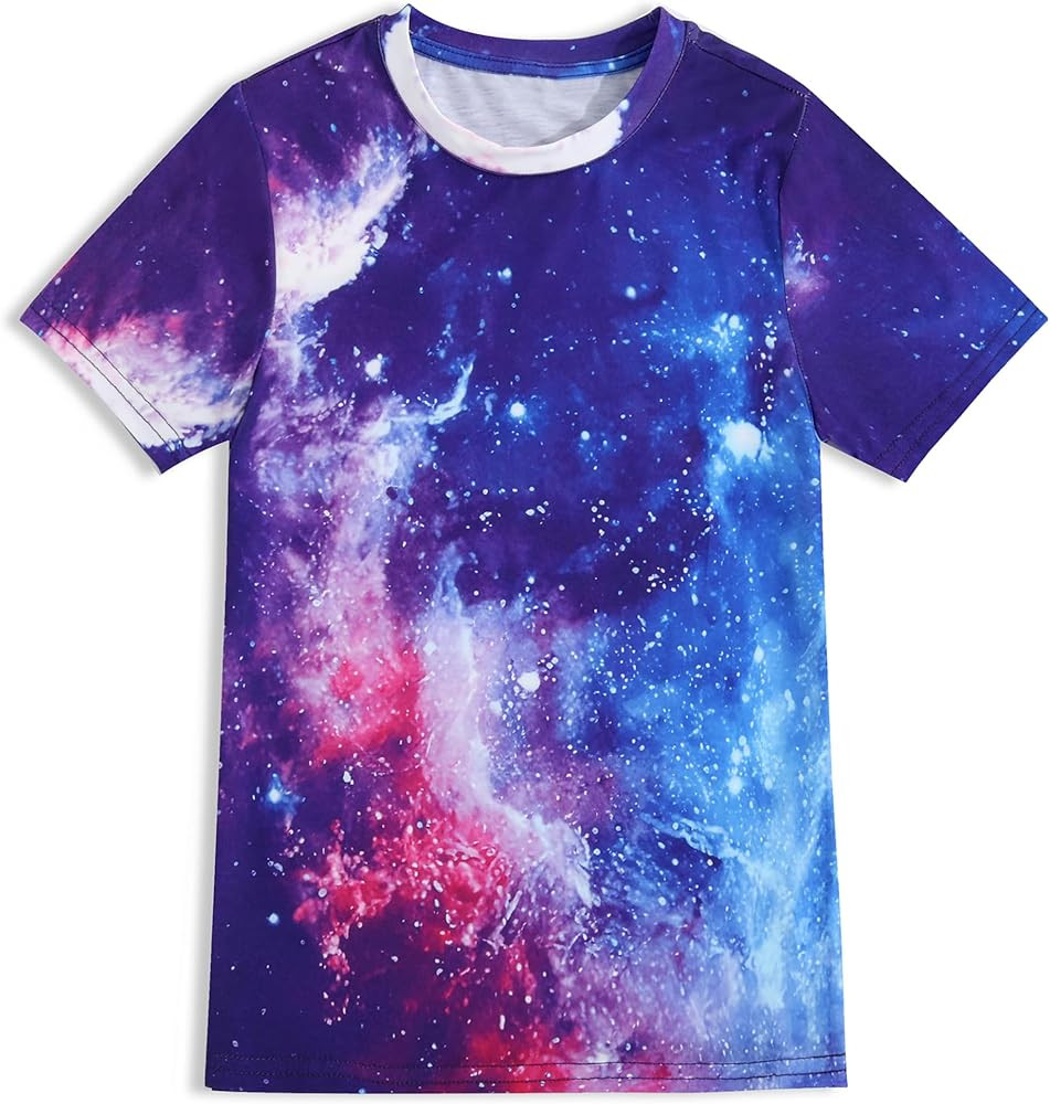 Boys Girls T-Shirts 3D Graphic Shirts Kids Neon Tie Dye Short Sleeve Glow Tees Animal Print Tees | Amazon (US)