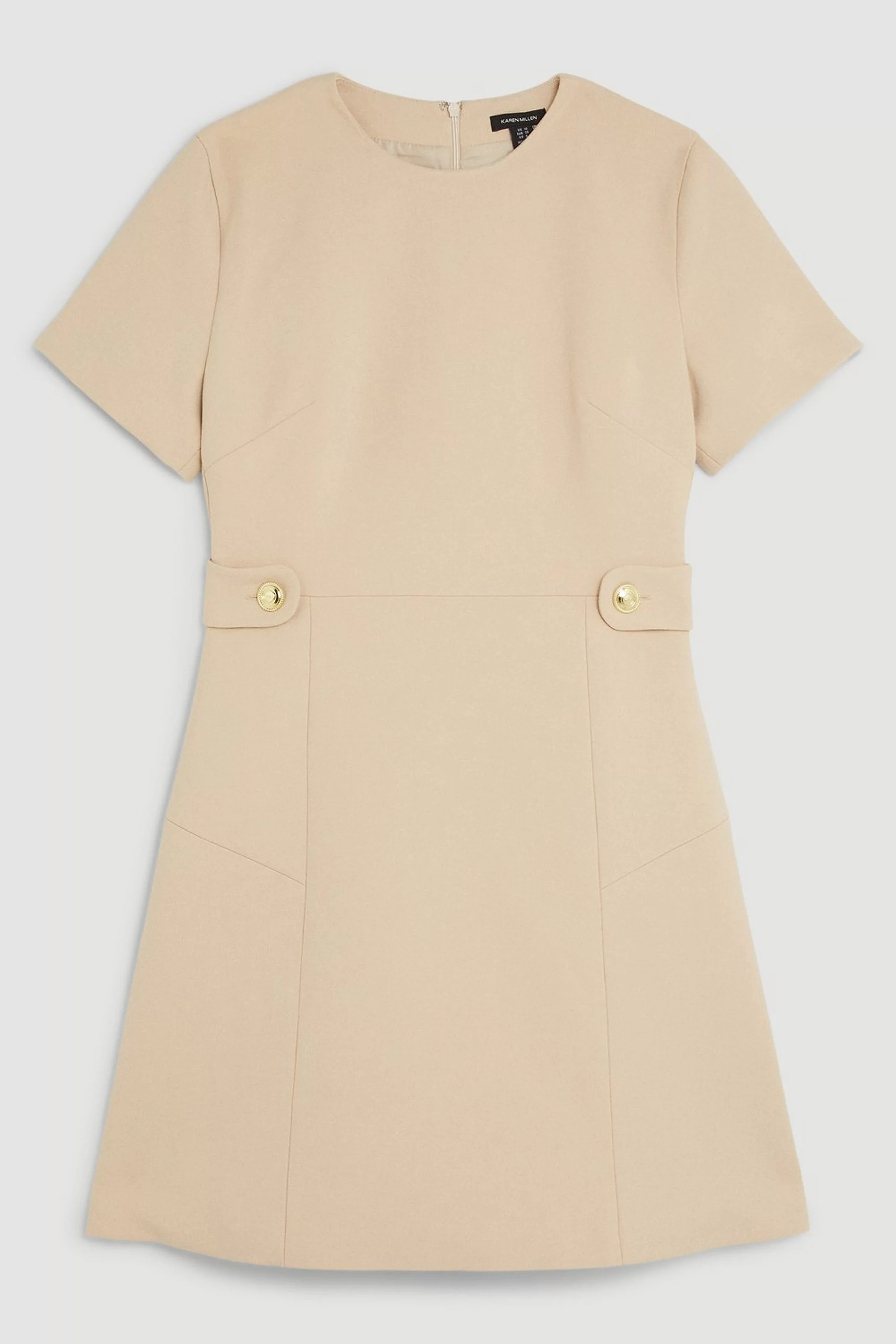 Tailored Compact Essential Waist Tab Detail Mini Dress | Karen Millen US