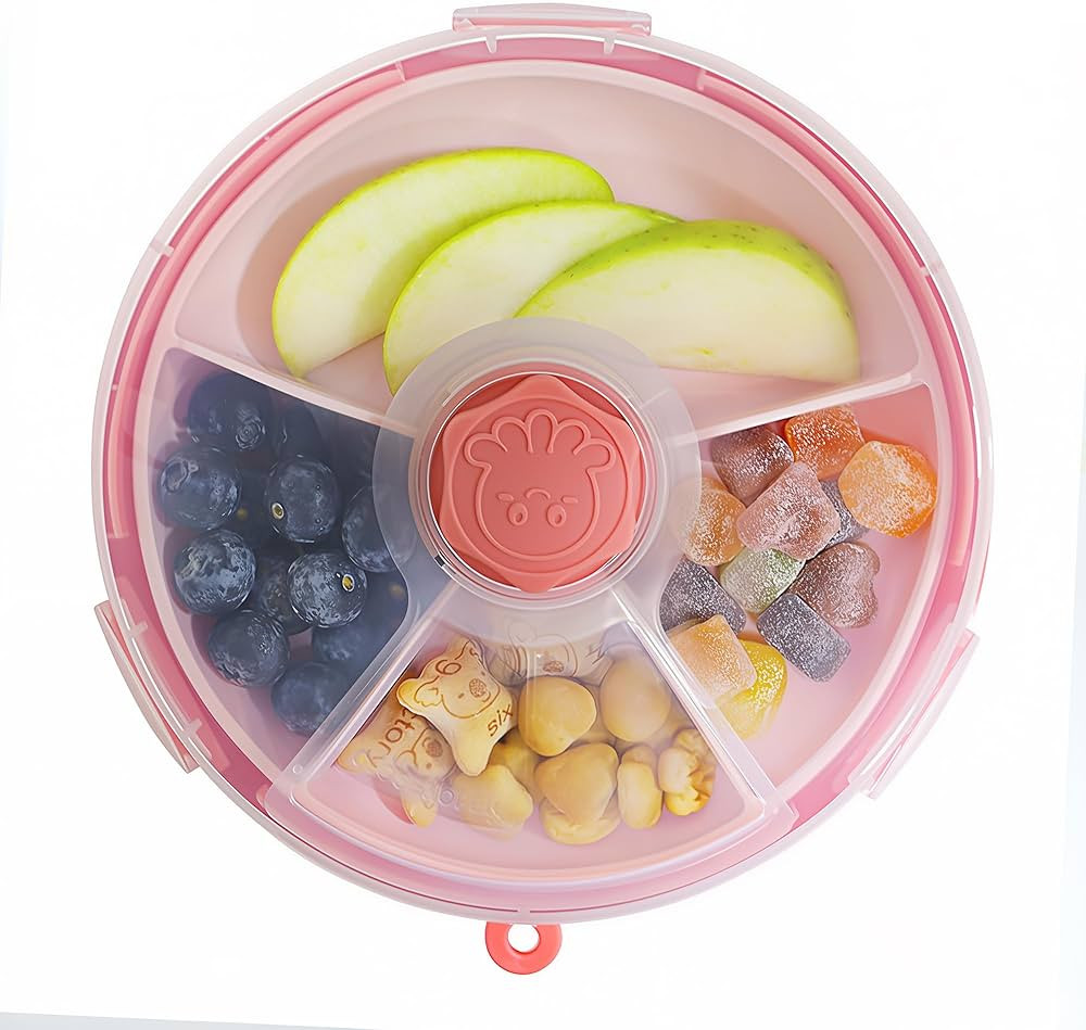 KingKam Kids Snack Spinner Containers, Reusable Toddler Spin Snack Container Box with 4 Compartme... | Amazon (US)