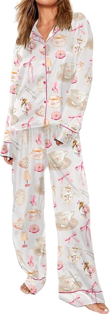 iTranyee Women Fairycore 2 Piece Outfits Y2k Flower Print Tight Fit Long Sleeve Tshirt High Waist... | Amazon (US)