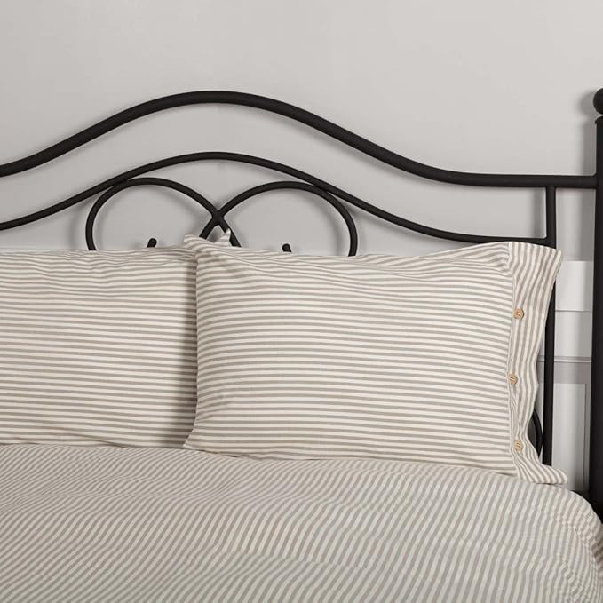 Farmhouse Ticking Stripe Taupe Standard Sham | Amazon (US)