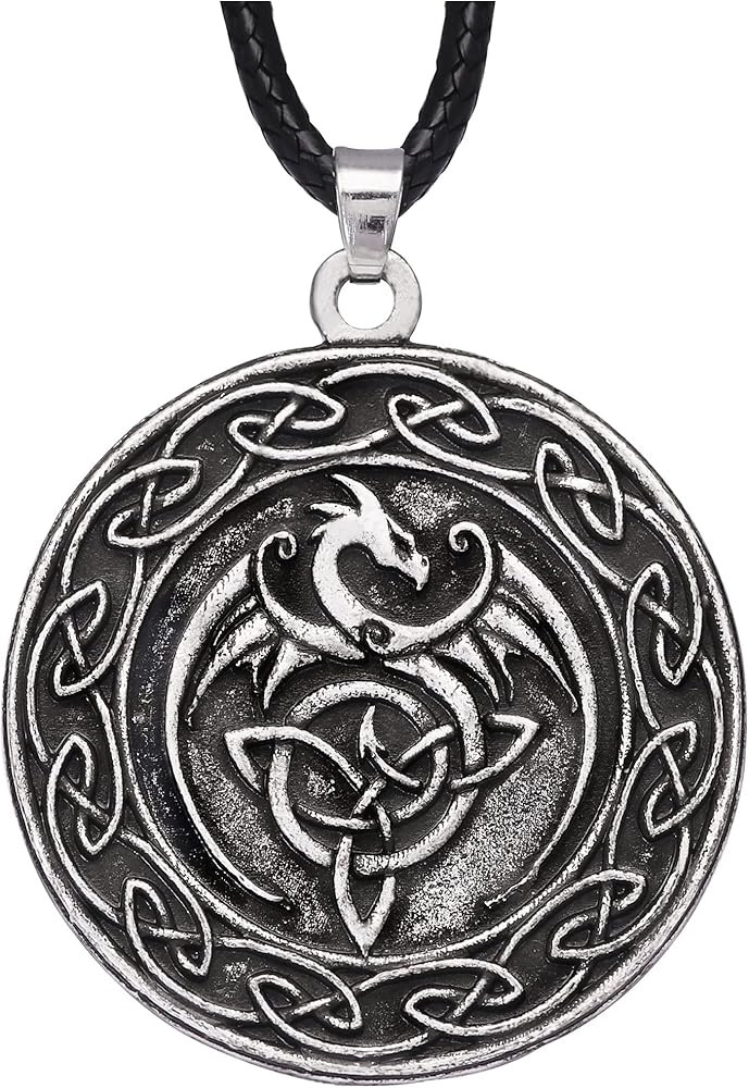 HAQUIL Dragon Necklace, Celtic Dragon Medallion Pendant, Dragon Jewelry Gift for Men and Women | Amazon (US)