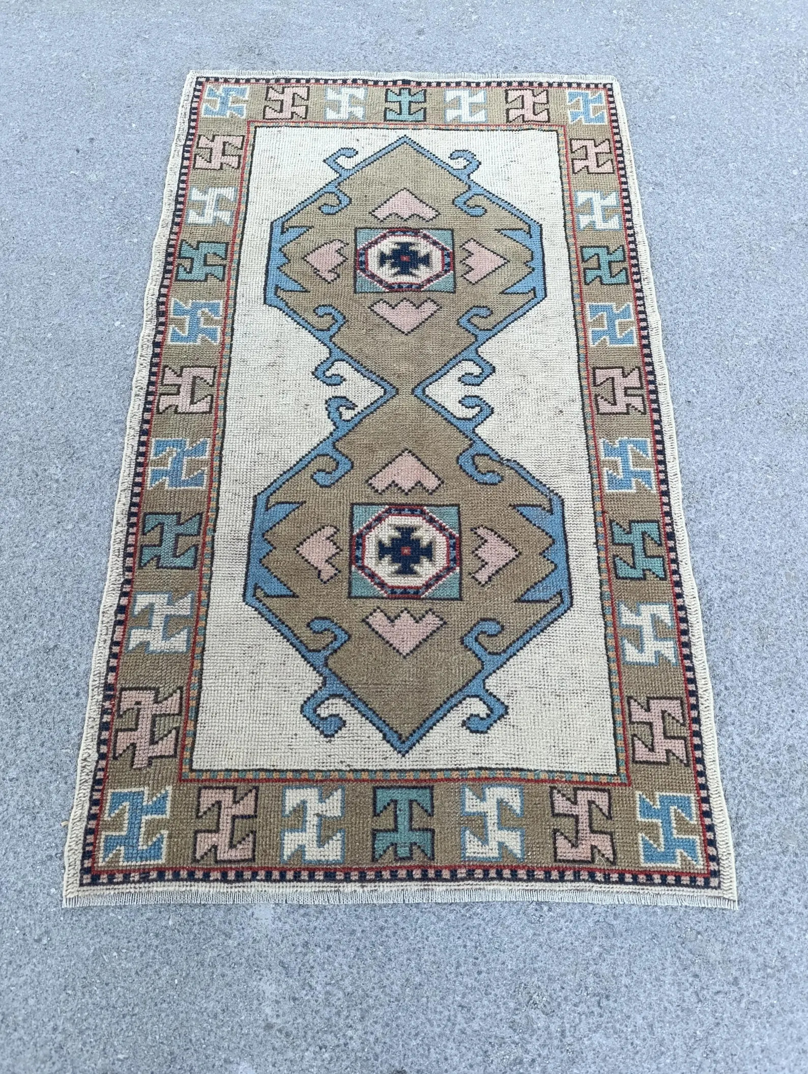 Vintage Turkish Oushak Rug: 2.11x4.11 ft, 1970s Wool Area Rug | Etsy (Global)