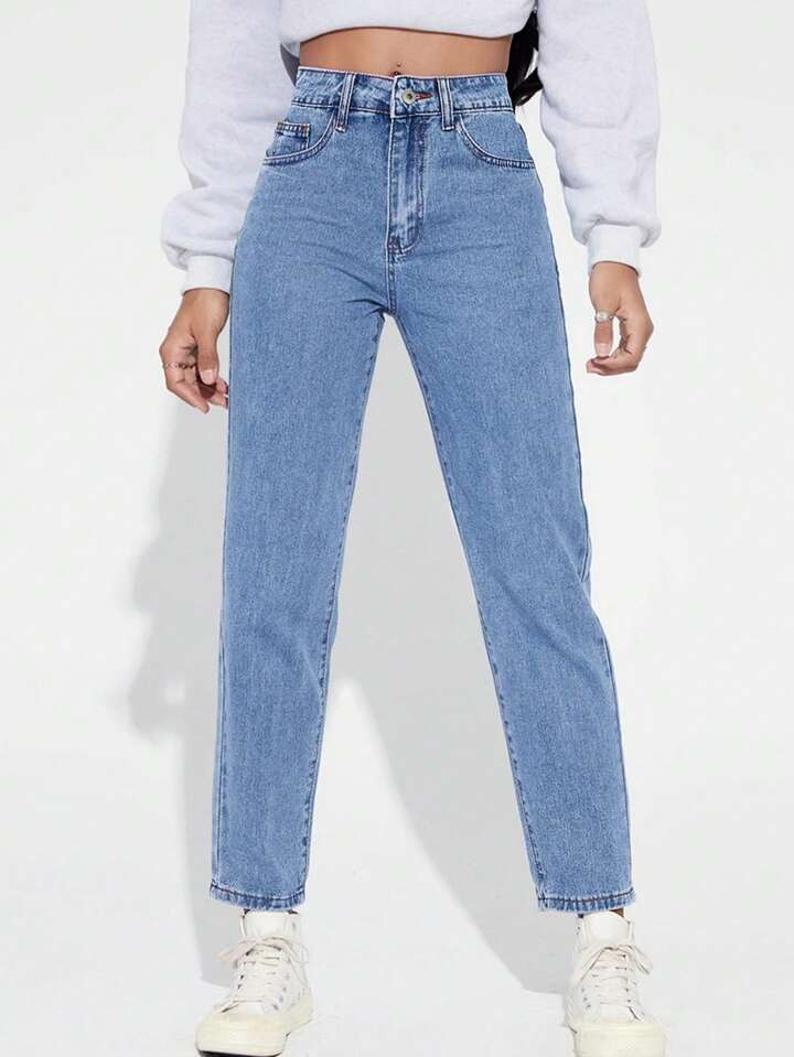 High Waist Mom Fit Jeans | SHEIN