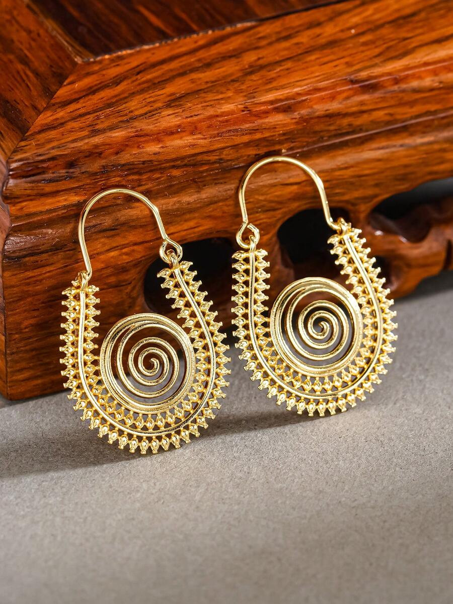 1 Pair Elegant Round Hoop Earrings For Women, Suitable For Wedding, Anniversary, Engagement Party... | SHEIN