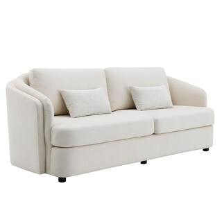 Mariko 34 in. Slope Arm Linen Rectangle No Additional Features Sofa in Beige Linen | The Home Depot