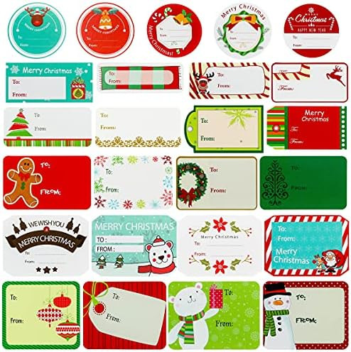 432 Pieces Christmas Sticker Labels, Self Adhesive Christmas Gift Tags for Gift Boxes Envelopes, ... | Amazon (US)