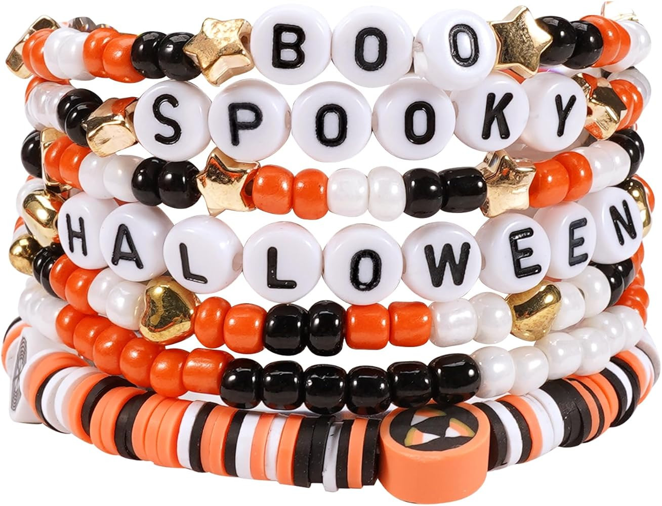 Ardorchid Halloween Bracelets for Women Pumpkin Ghost Steleton Bat Skull Beaded Stackable Stretch... | Amazon (US)