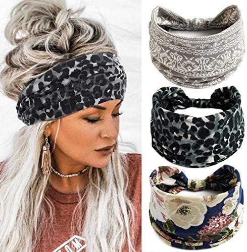 Aceorna Boho Bandeau Headbands Wide Knot Hair Scarf Floral Printed Hair Band Elastic Turban Thick He | Amazon (US)