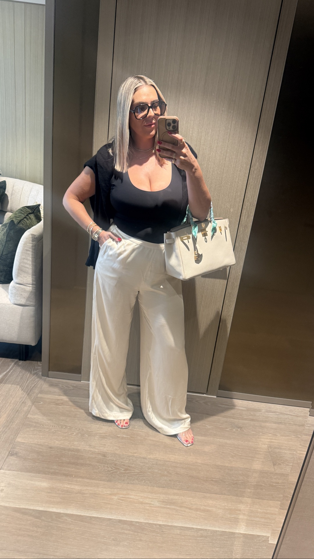 Travel friendly outfit! The shaping bodysuit with thin easy to pack satin pants! Easy to mix and match and takes up little space in your carry on roller bag

#LTKootd #LTKTravel #LTKMidsize