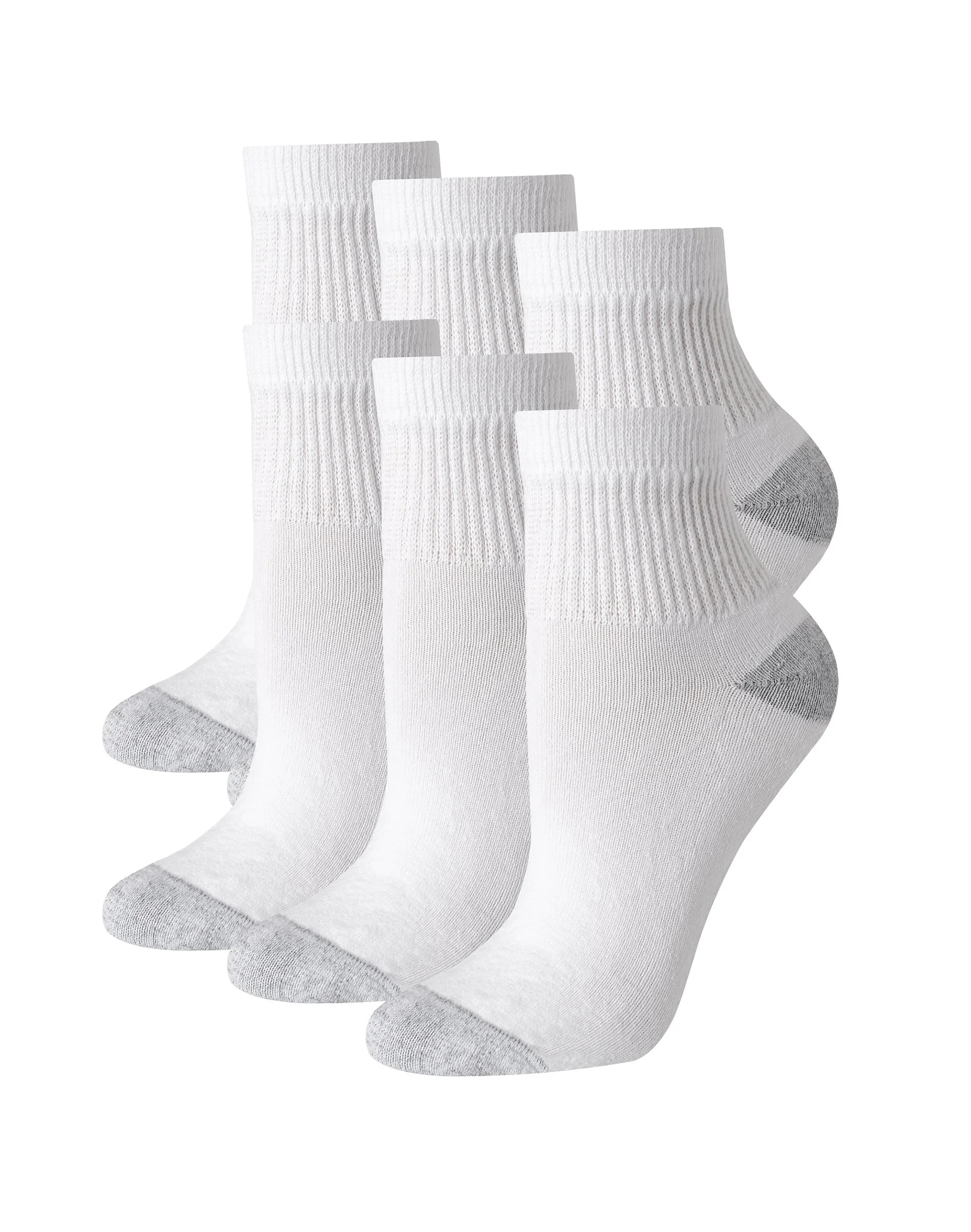 Hanes Women's Ankle Socks, Moisture-Wicking, Extended Sizes 8-12, 6-Pairs White w/Grey Vent | Hanes.com
