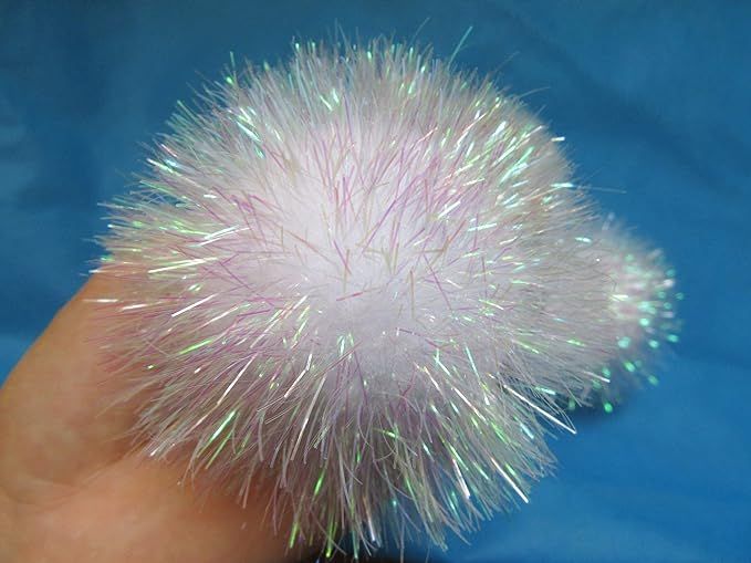 YYCRAFT 15pcs Jumbo Glitter Tinsel Pom Poms Sparkle Balls for DIY Craft,Cat Toys(2 Inch,White/Iri... | Amazon (US)