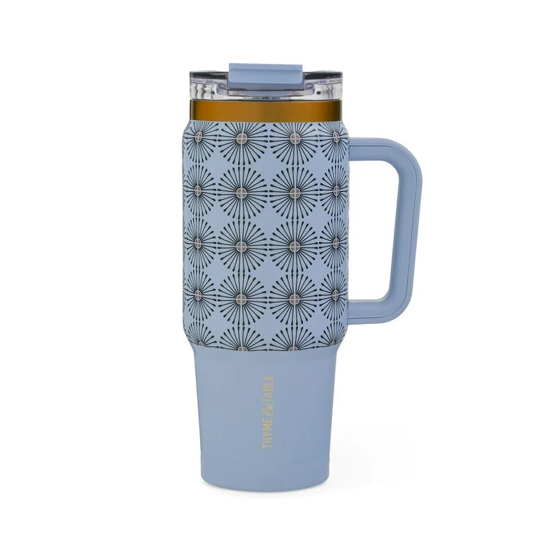 Thyme & Table 32 fl oz Stainless Steel Luna Tumbler with Handle and Dual Straw Lid, Blue Star | Walmart (US)