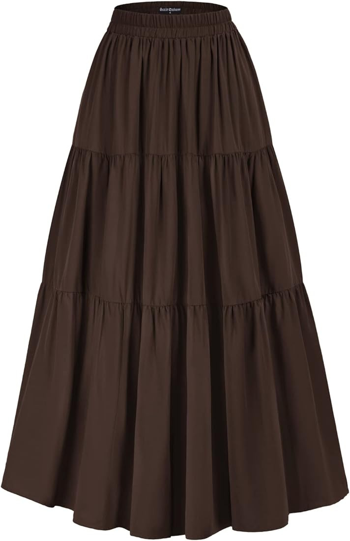 Scarlet Darkness Maxi Long Skirts for Women Summer Flowy Renaissance Skirt with Pockets | Amazon (US)