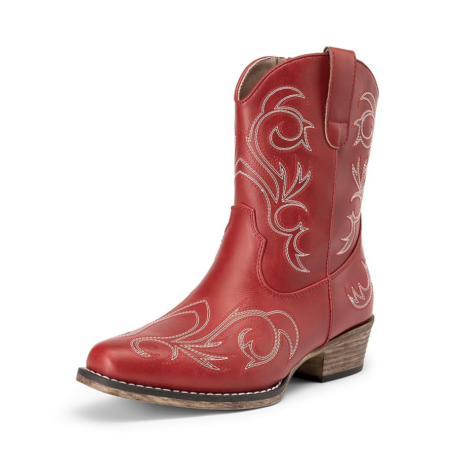 DREAM PAIRS Women's Cowboy Cowgirl Western Boots Embroidered Stitched Ankle Boots Square Toe Chun... | Amazon (US)