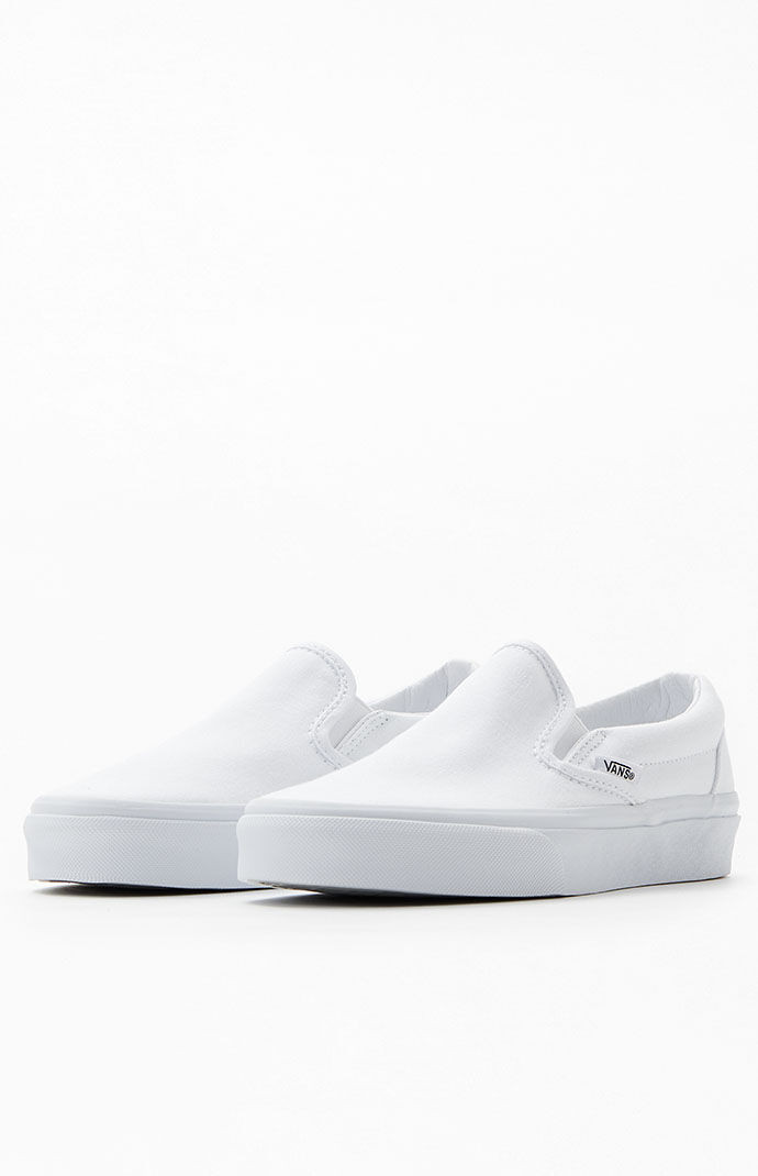 Vans Mens Classic Slip-On White Shoes size 6.5 | PacSun