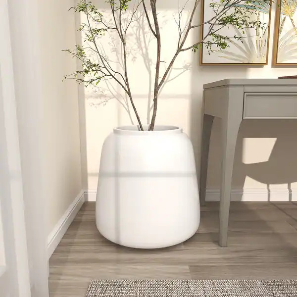 White Resin Wide Floor Vase - 19"W, 20"H | Bed Bath & Beyond