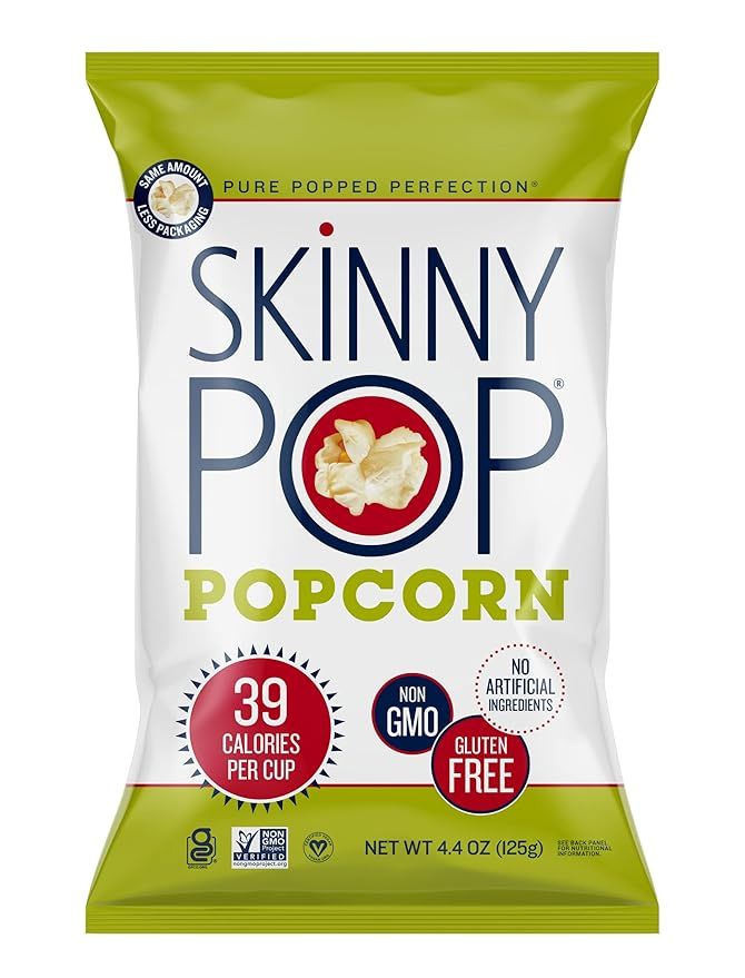 SkinnyPop Original Popcorn, 4.4oz Grocery Size Bags, Skinny Pop, Healthy Popcorn Snacks, Gluten F... | Amazon (US)