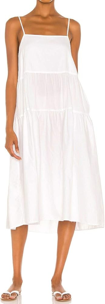CMZ2005 Womens Casual Summer Drapey Beach Dress Adjustable Spaghetti Straps Loose Dress with Pock... | Amazon (US)