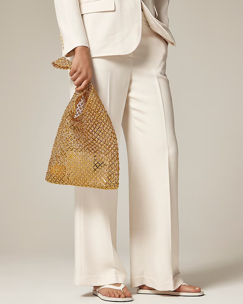 Handwoven metallic shoulder tote with Lurex® metallic threads | J. Crew US