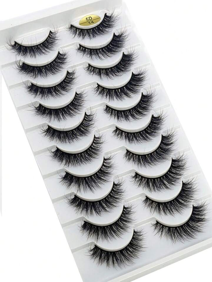 New 10pairs 3D Soft Mink Hair False Eyelashes Natural Long Eyelash Criss-Cross Wispy Fluffy Lashe... | SHEIN