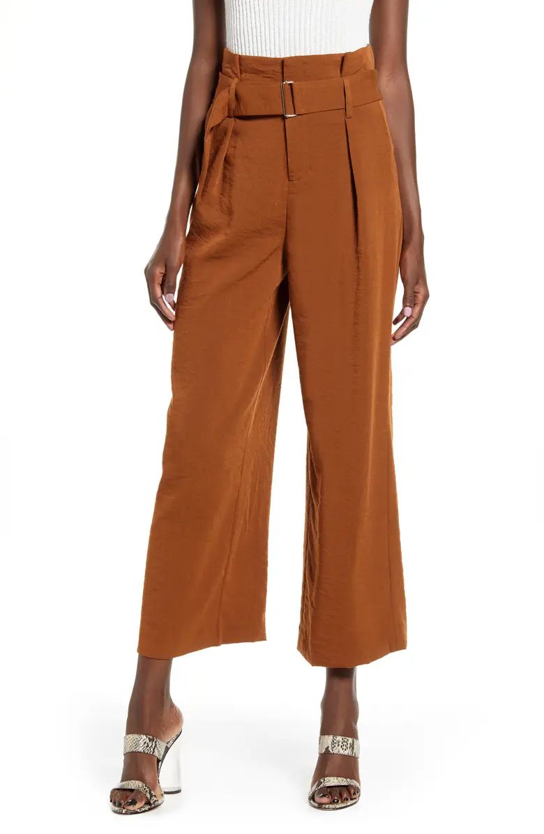 Pleated Wide Leg Crop Trousers | Nordstrom