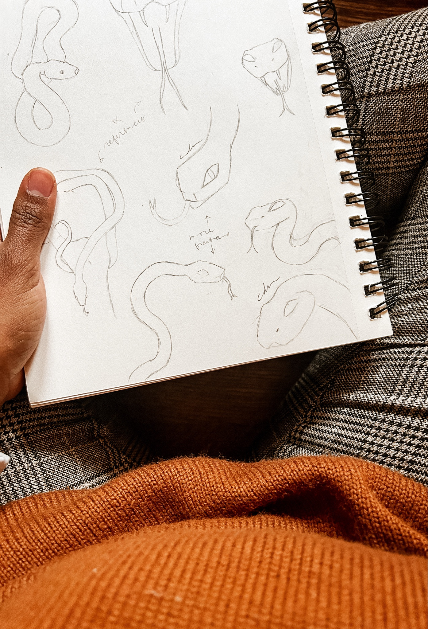 TAGGED my art supplies ✨ snake sketch practice 🙃 sorta coming up with my own signature methods for drawing as i go! #visualartist #illustrator #sketchbook #artsupplies